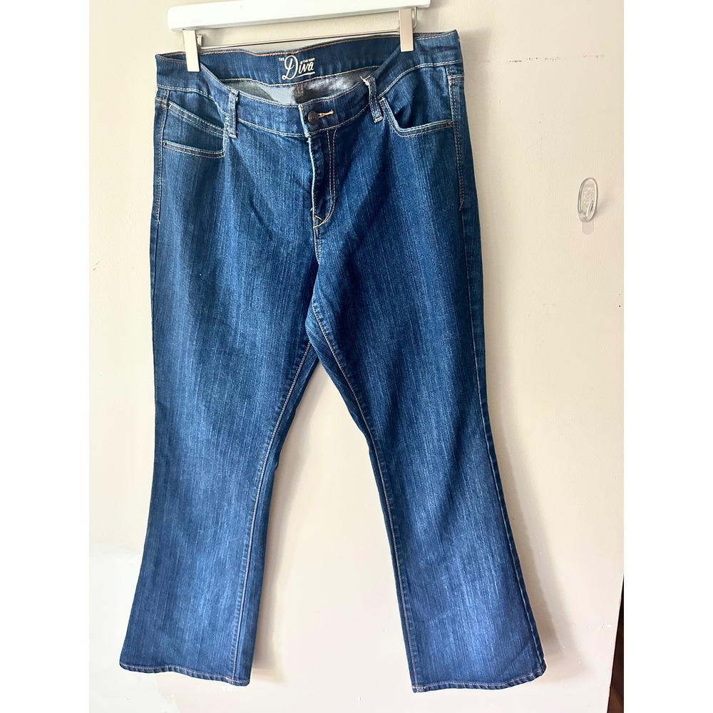 Old Navy The Diva Bootcut Jeans Dark Wash Stretch Denim Womens 16 Regular
